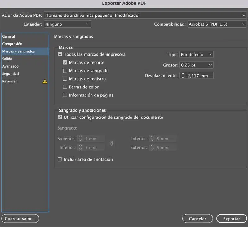 Cómo poner marcas de corte al exportar un archivo en InDesign